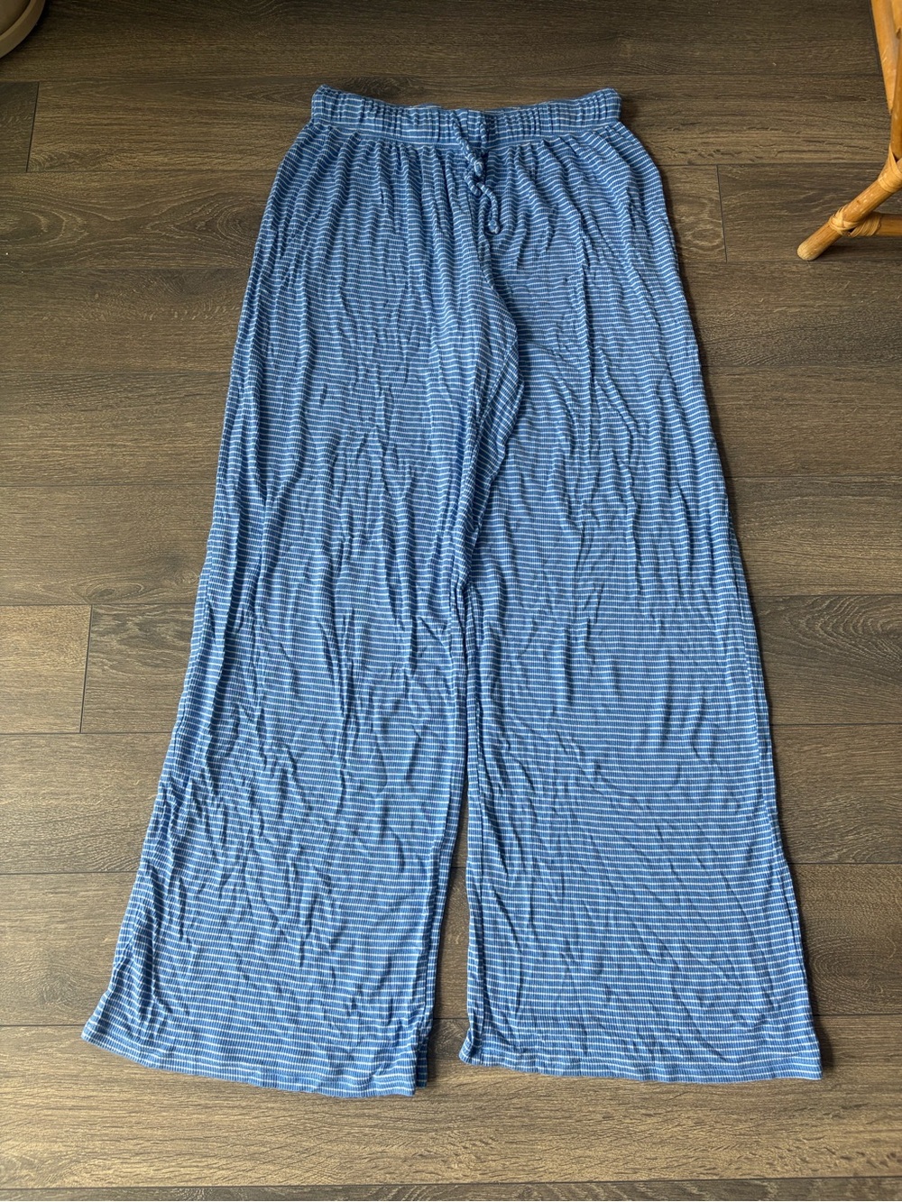 Aerie Striped Wide Leg Lounge Sleepwear Pants in Blue - Medium
